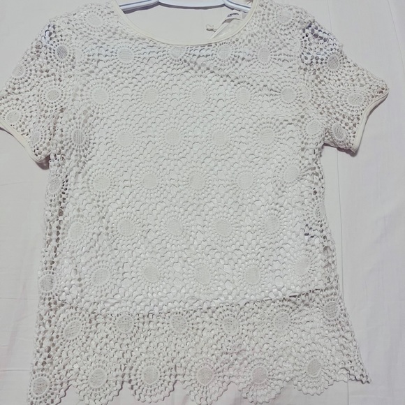 White Lined Lace Top - Picture 2 of 2